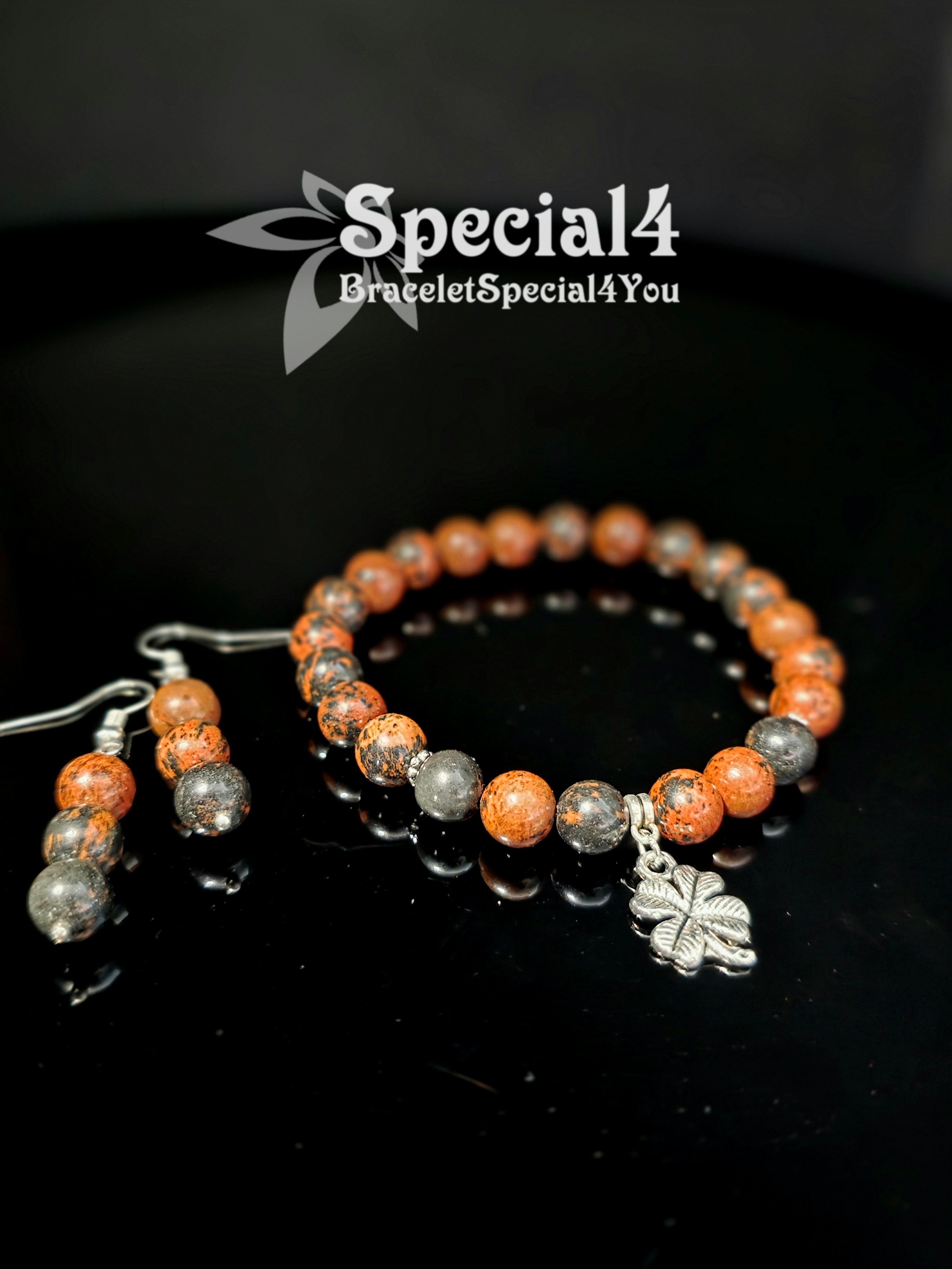 Mahogany Obsidian Lucky Charm Set